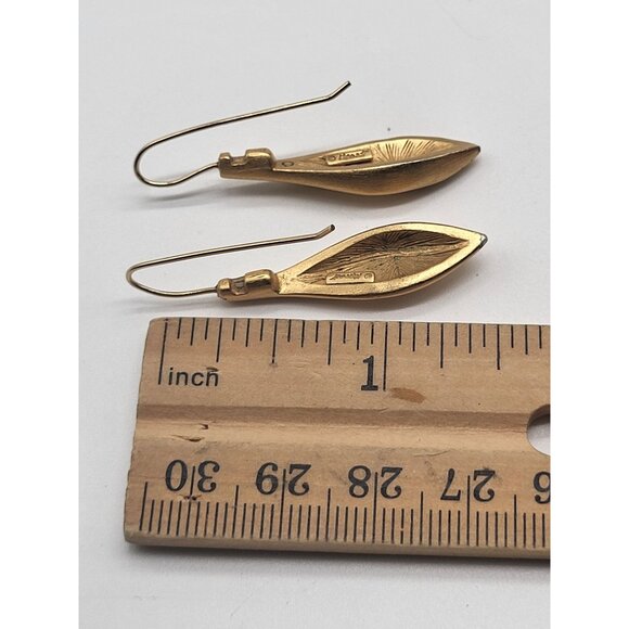 VTG MONET Brushed Gold Drop Earrings Classic - Picture 4 of 5